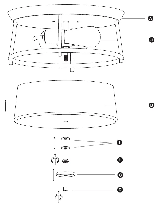 Attaching the shade and securing it with the finial.