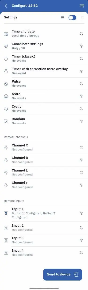 Configuration page overview