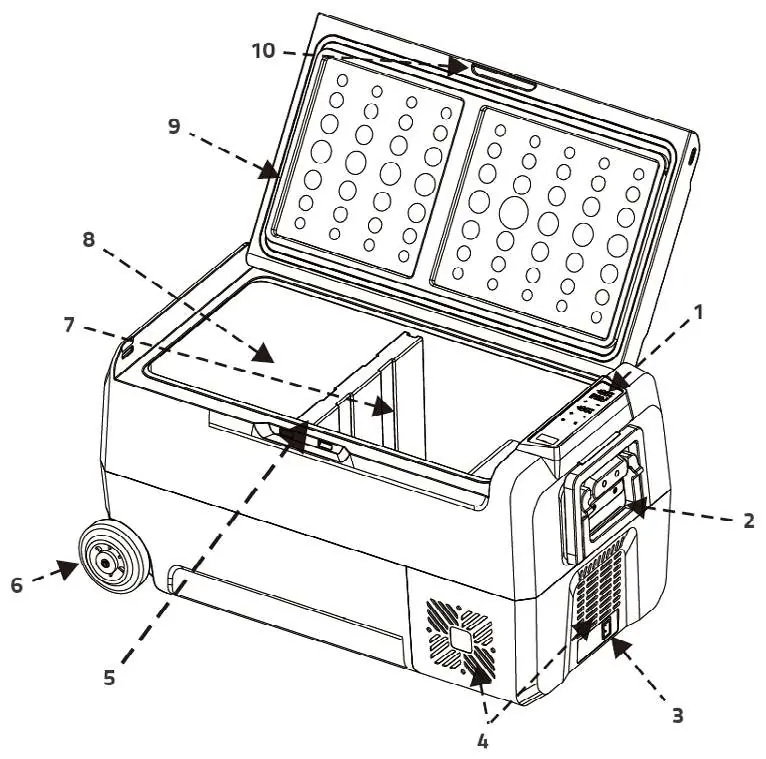 Cooling box components diagram