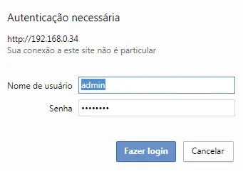 Web interface login screen