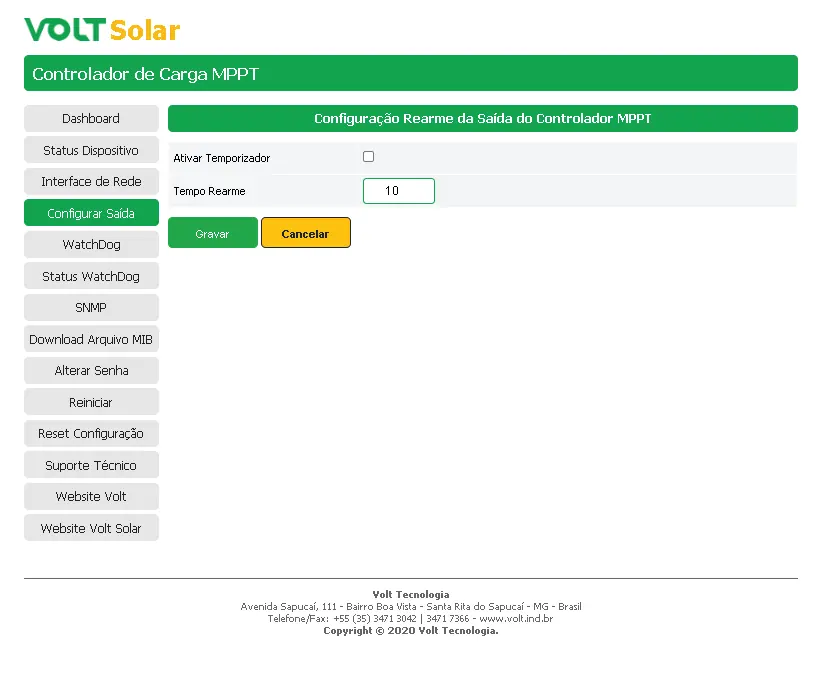 Set the output reset timer configuration.