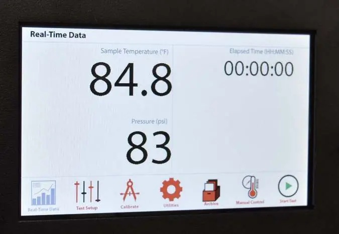 Monitor the Real-Time Data screen for temperature and pressure readings.
