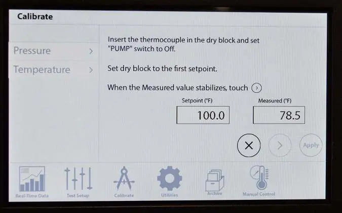 Follow the on-screen instructions to calibrate the temperature sensor.