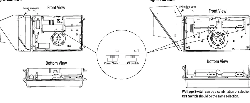 Wattage and CCT switch locations