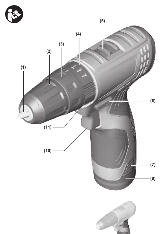 Bosch GSB 120-LI component overview