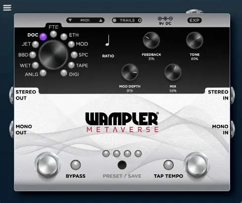 Metaverse plugin interface in Pedal Mode
