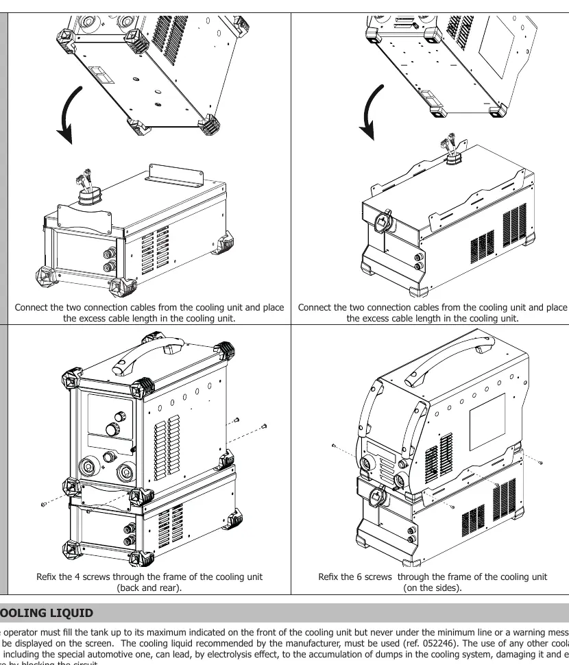 Connecting cables and securing the cooling unit.
