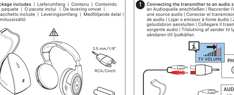 Connecting the transmitter to power and audio source