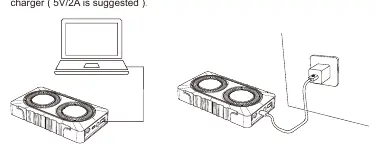 Recharging the jump starter via wall adapter or car charger