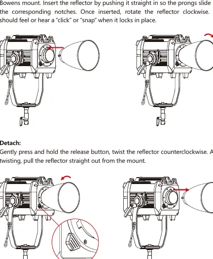 Installing and removing the standard reflector.