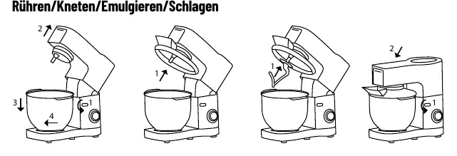 Mixing and kneading assembly steps