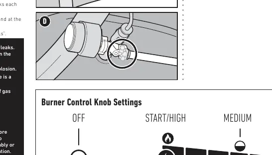 Burner control knob settings