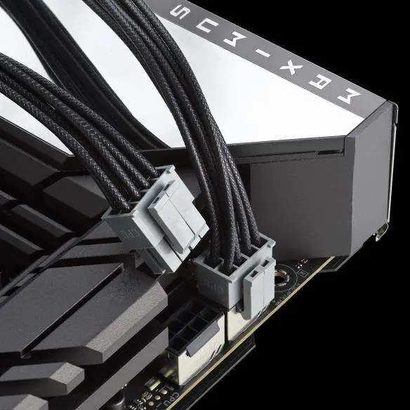 DIY-friendly CPU power connector with integrated clip.