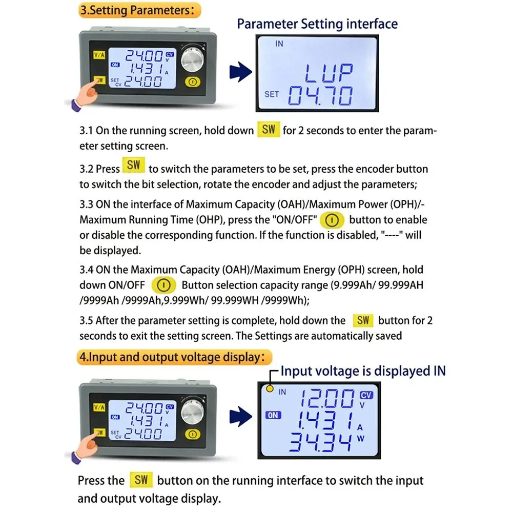 Parameter setting interface