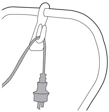 Securing the power cord to the handle