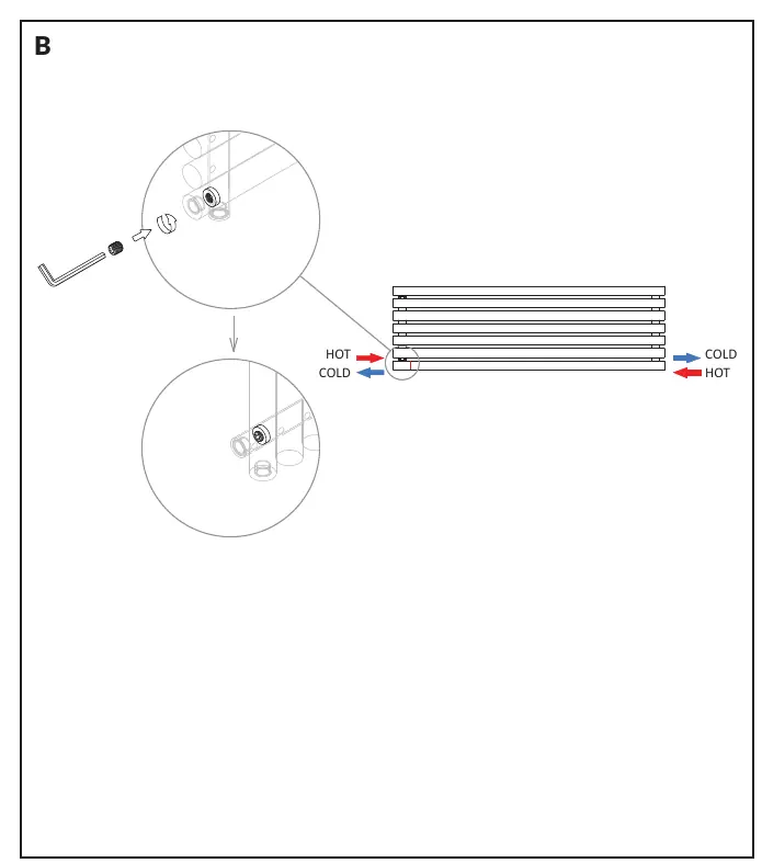 Landscape installation diagram showing flow diverter plug placement.