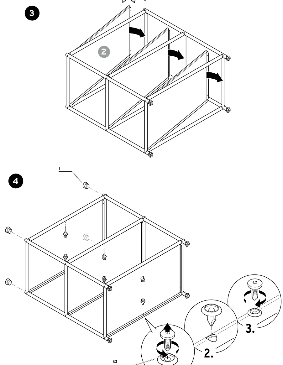 Step 3 and 4: Door mechanism installation.