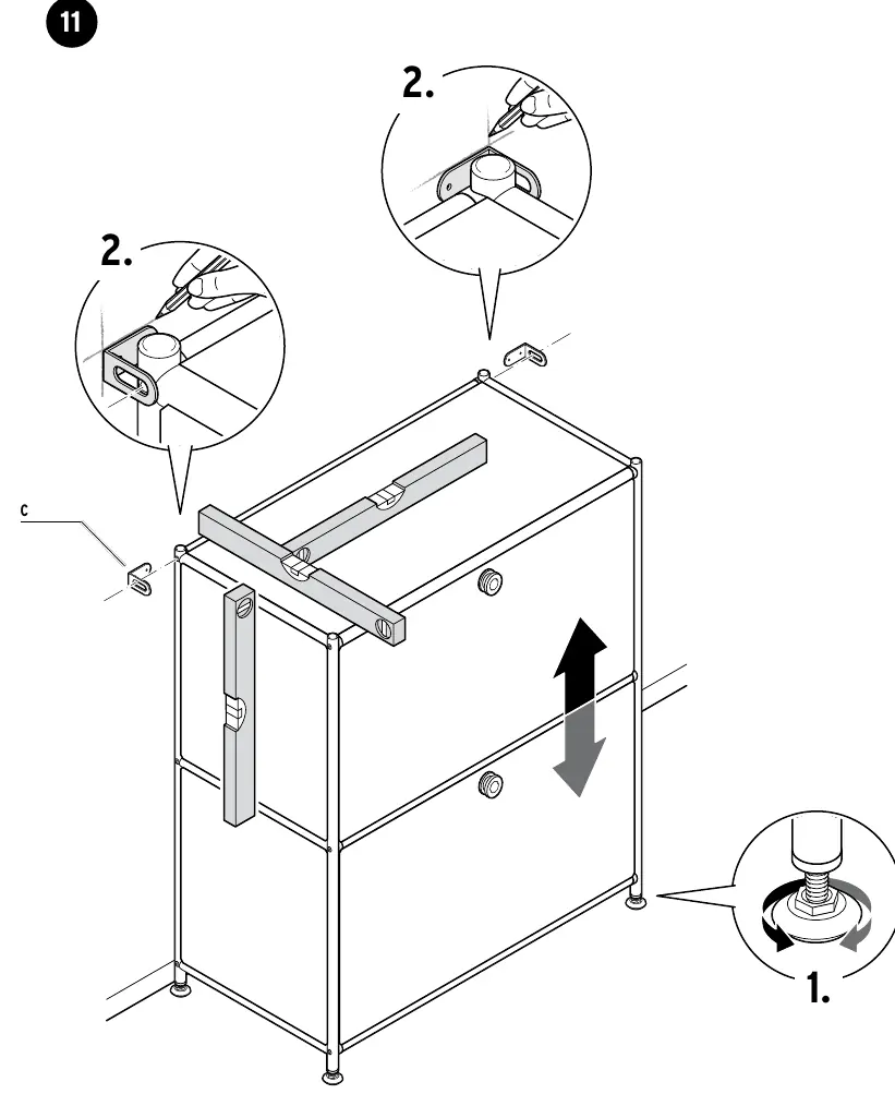 Step 11: Marking wall mounting points.