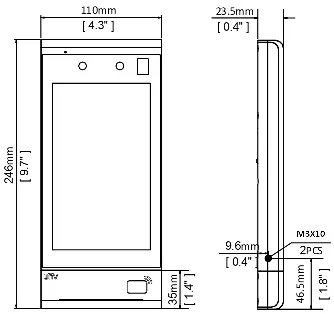 Terminal dimensions for IC card model