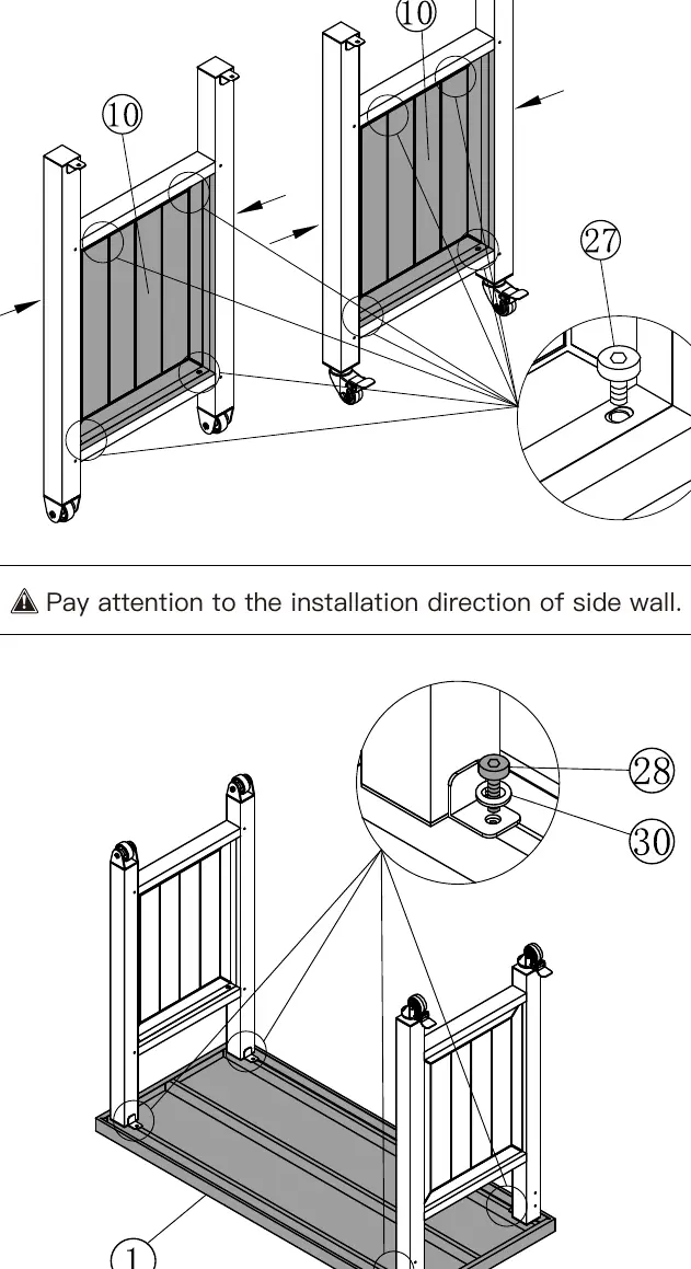 Step 5: Installing side walls.