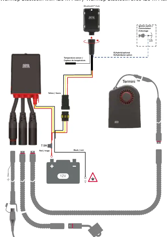Wiring diagram for WarmUp Bluetooth with 1204R Flex.
