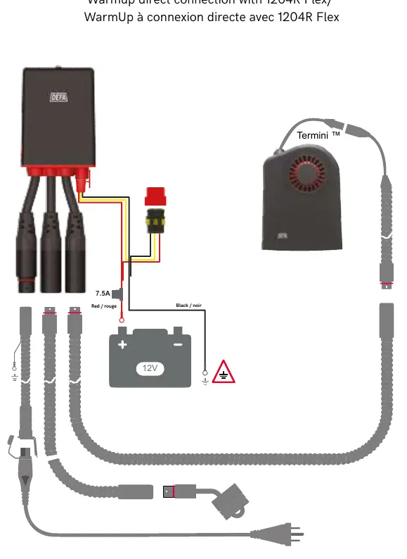 Wiring diagram for WarmUp direct connection.