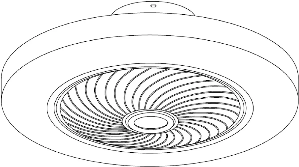 Overview of the ceiling fan unit.
