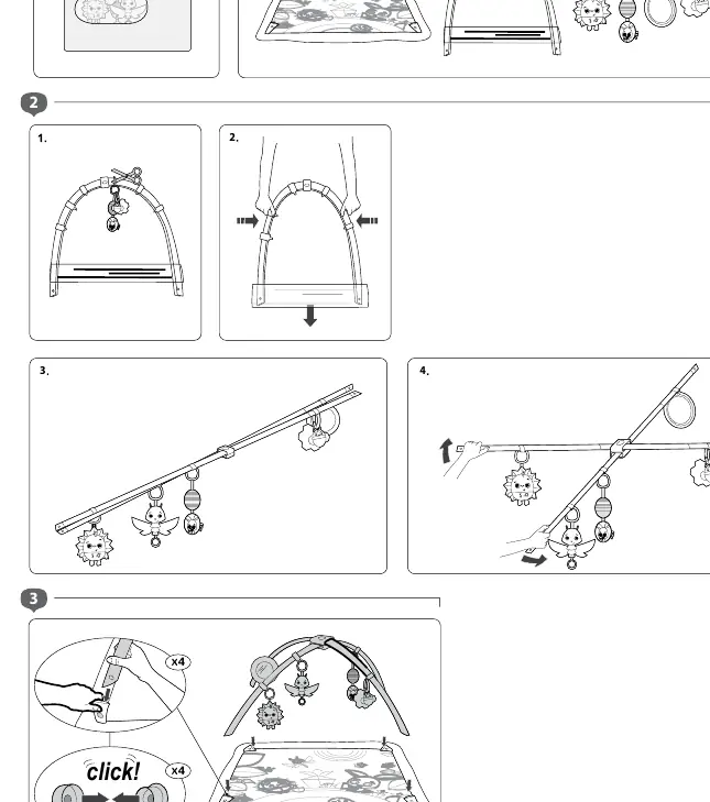 Assembly steps for the playmat arches