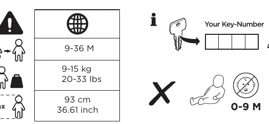 Weight, height, and age limits for the child.