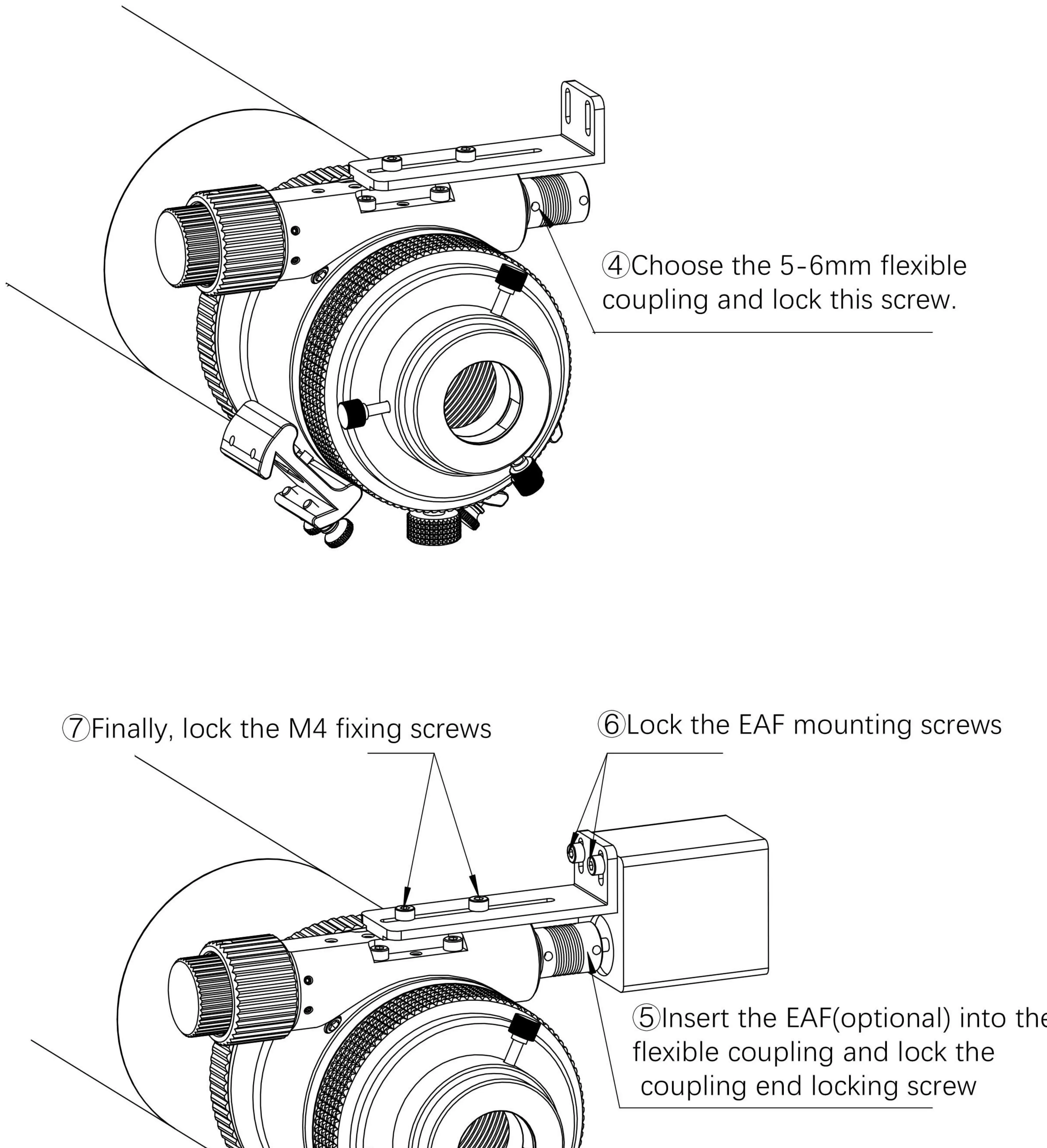 Installing the coupling and EAF motor