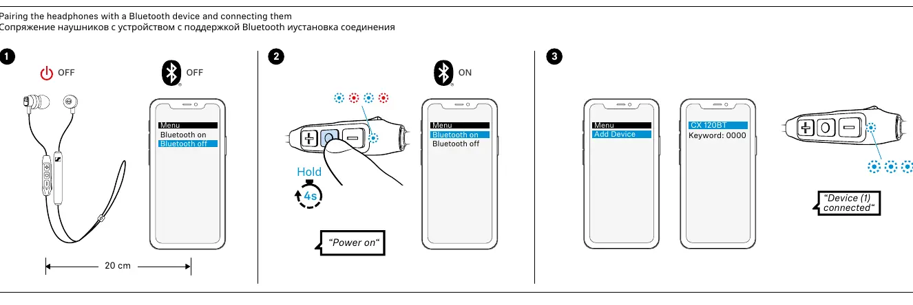 Pairing the headphones with a Bluetooth device