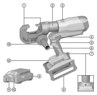 Overview of the Hilti crimping tool components