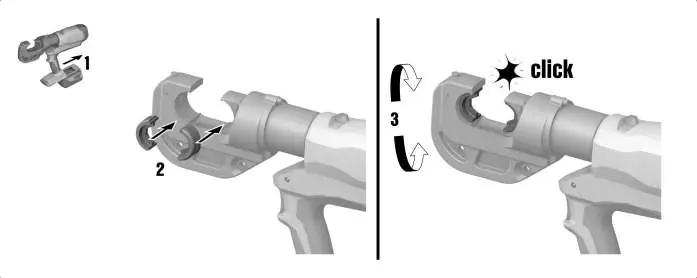 Fitting and removing the crimping die
