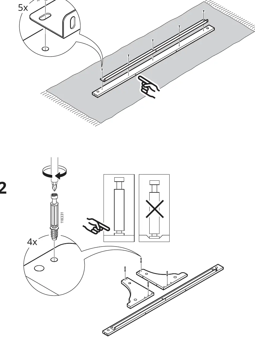Initial assembly steps 1 and 2