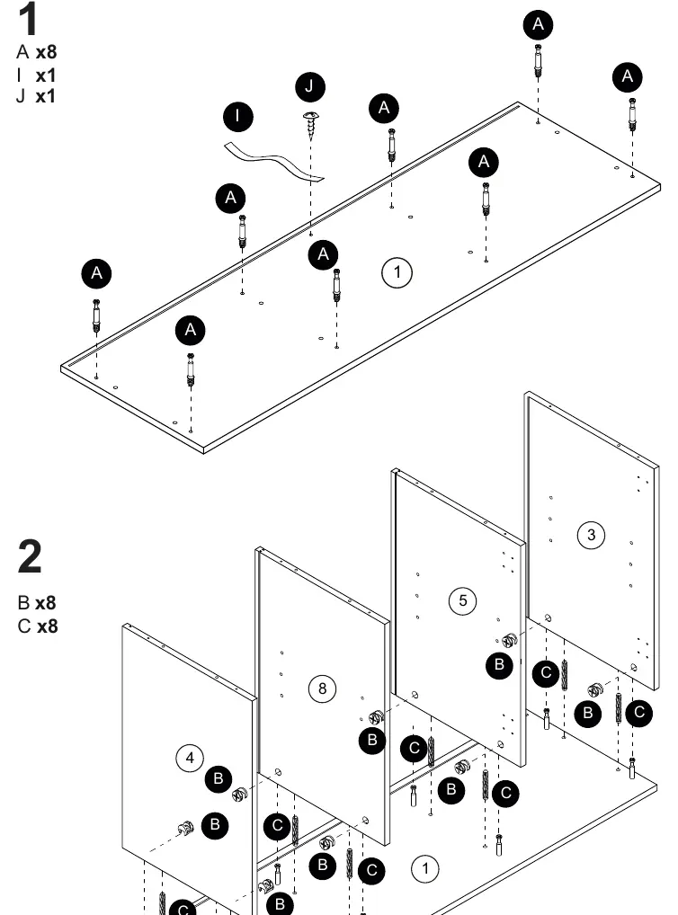 Assembly steps 1 and 2