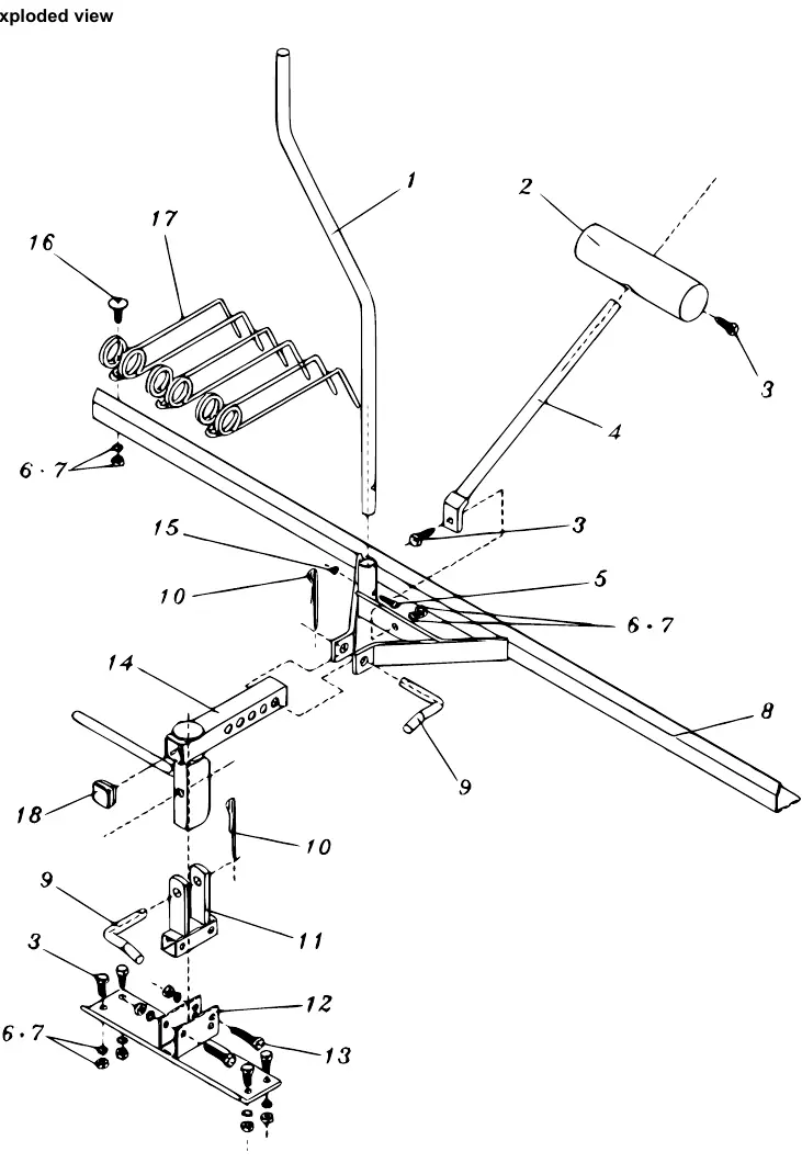Exploded view of the assembly