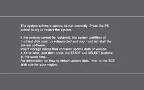 System software error screen
