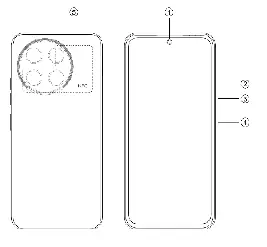 Device layout showing camera, buttons, and NFC location.