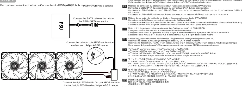 Wiring diagram for connecting fans to an optional hub.