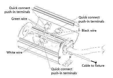 Wiring connection using quick-connect push-in terminals