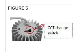 CCT switch location on the back of the light module