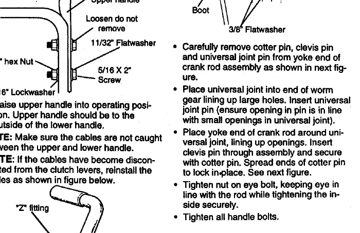Upper handle and crank assembly installation