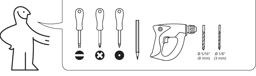 Tools required for assembly.
