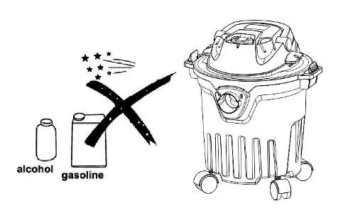Do not vacuum flammable liquids like alcohol or gasoline.