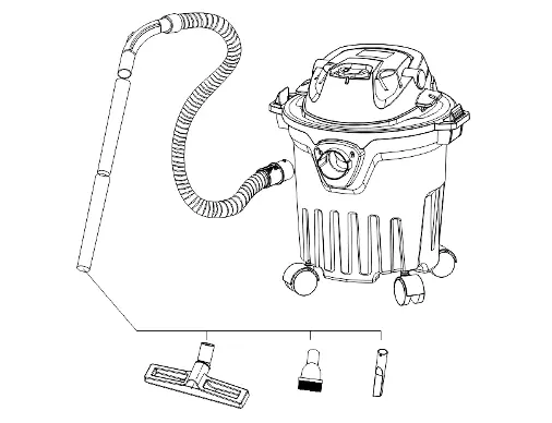 Attach the hose and select the appropriate nozzle for your cleaning needs.