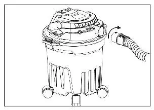 Insert the hose into the vacuum intake port and twist to lock.