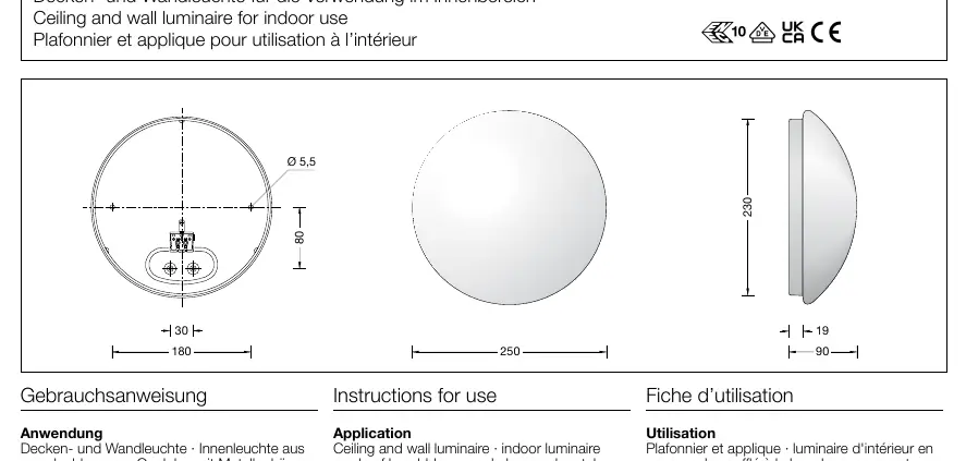 Dimension diagram of the BEGA 12132 luminaire.