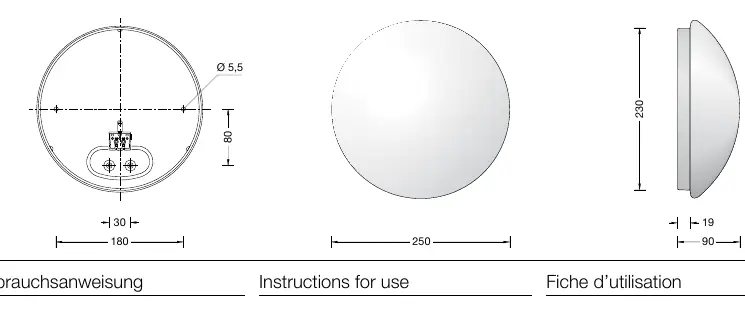 Dimensions of the BEGA 12132P luminaire