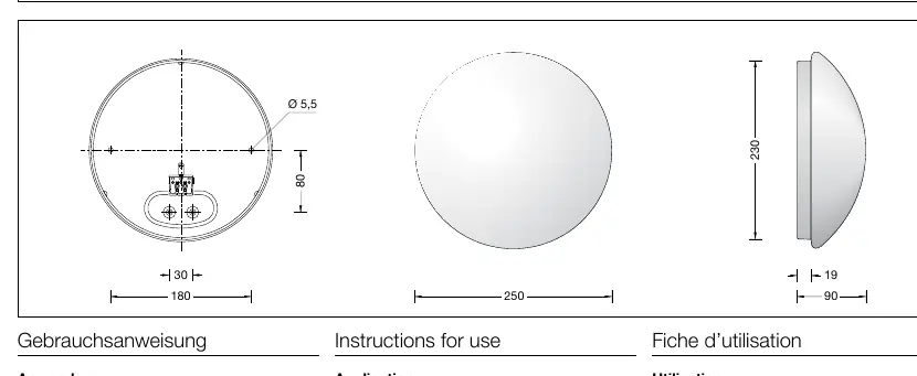 Luminaire dimensions