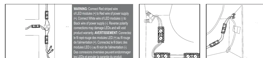 Wiring diagram showing correct polarity connections.